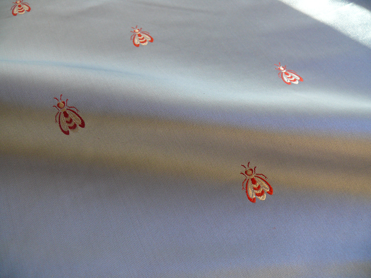Scalamandre "monroe Bee" Silk Lampas Blue Red French Court 19th Century Empire Revival Neoclassical Empire MSRP USD 450/Y