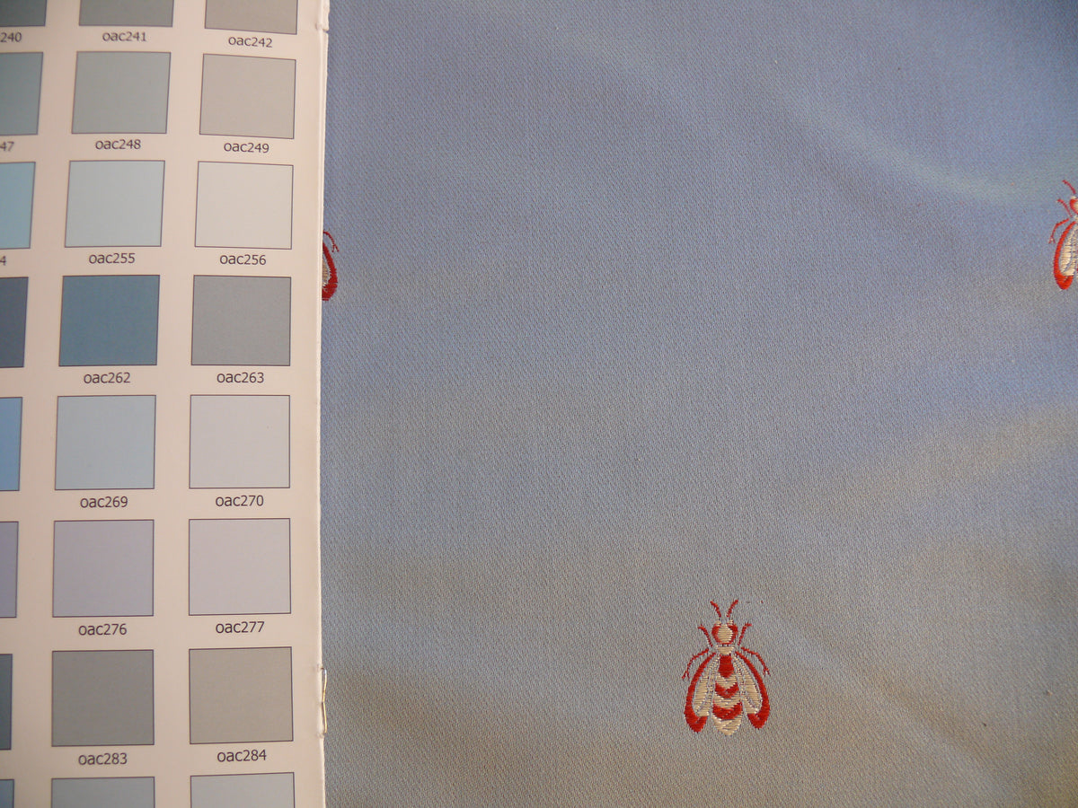 Scalamandre "monroe Bee" Silk Lampas Blue Red French Court 19th Century Empire Revival Neoclassical Empire MSRP USD 450/Y