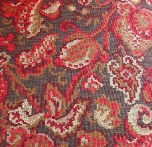 By yard Lee Jofa Carpet Bag Red Pink On Espresso Cotton MSRP USD 396/Y