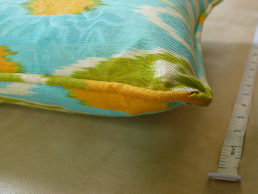 BRUNSCHWIG & FILS SILK IKAT PILLOW TURQUOISE