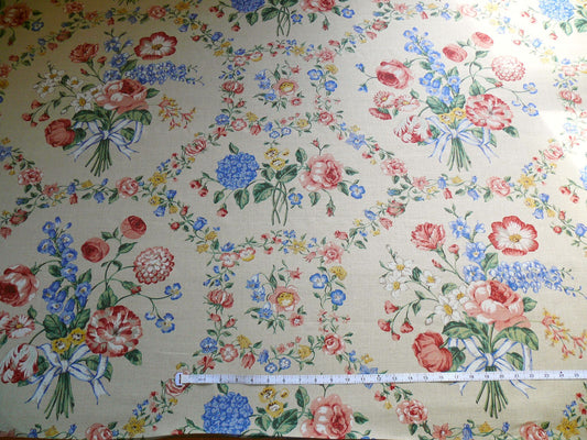 SCALAMANDRE LADY'S FANCY PRINT ROSE MULTI RAW LINEN MSRP$209