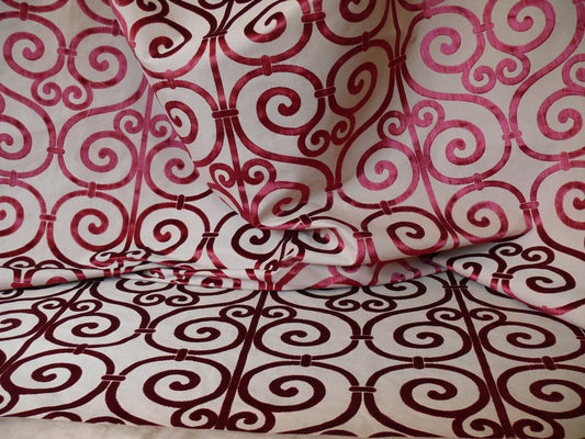 Clarence House Nouvelle Orleans Cut Velvet - Ruby Red