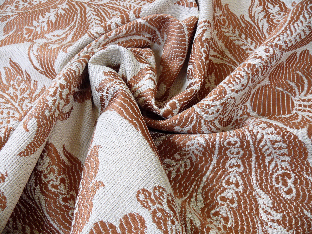 Lee Jofa Villa Lamte Damask Pumpkin Orange Cotton White Grand  MSRP USD 196/Y