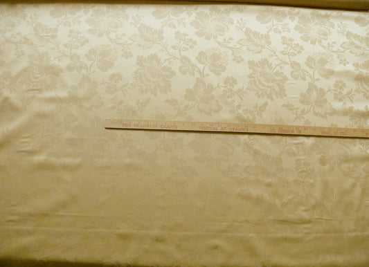By Yard Kravet Stunning Damask Jacobean Floral Cotton Satin  In Light Wheat Gold (c416)