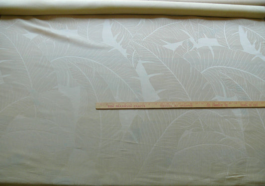 3 Yards Kravet 100% Silk Sheer jacquard Organza Palm Leaves Banana Foliage Light Beige Palest Celery Green