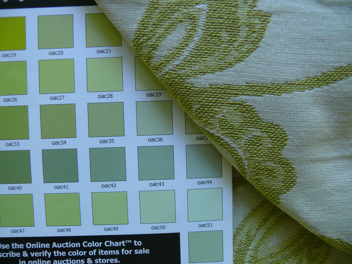 High-End Fennel Green Jacobean Lotus Flower Linen Blend Heavy Tapestry - Reversible