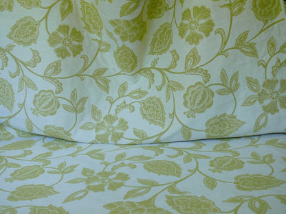 High-End Fennel Green Jacobean Lotus Flower Linen Blend Heavy Tapestry - Reversible