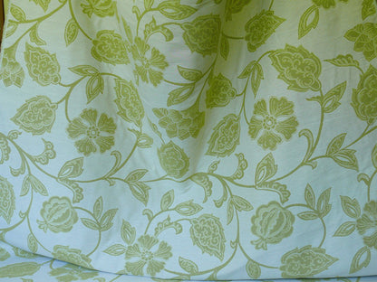 High-End Fennel Green Jacobean Lotus Flower Linen Blend Heavy Tapestry - Reversible