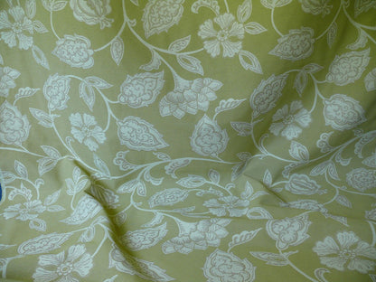 High-End Fennel Green Jacobean Lotus Flower Linen Blend Heavy Tapestry - Reversible