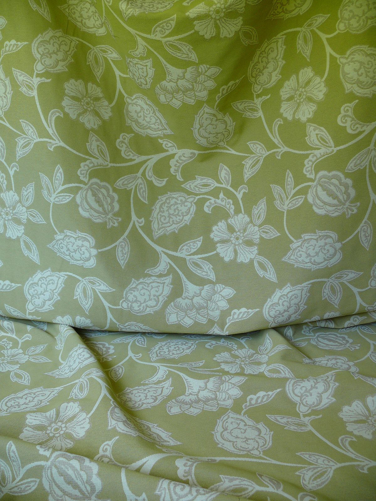 High-End Fennel Green Jacobean Lotus Flower Linen Blend Heavy Tapestry - Reversible