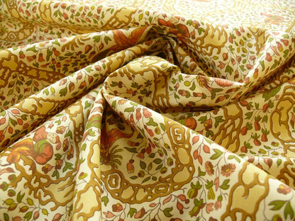 Vervain "Peking" Chinoisere Cranberry Gold Orange Cotton Print Bty