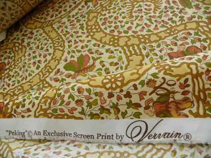 Vervain "Peking" Chinoisere Cranberry Gold Orange Cotton Print Bty