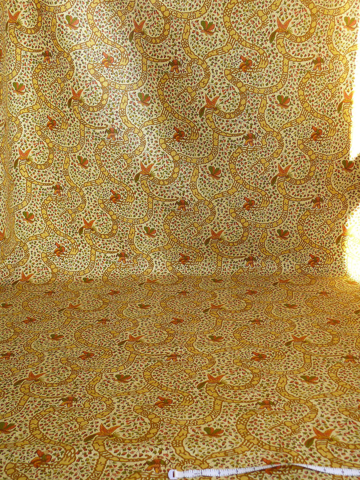 Vervain "Peking" Chinoisere Cranberry Gold Orange Cotton Print Bty