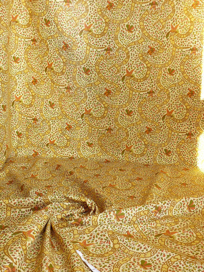 Vervain "Peking" Chinoisere Cranberry Gold Orange Cotton Print Bty