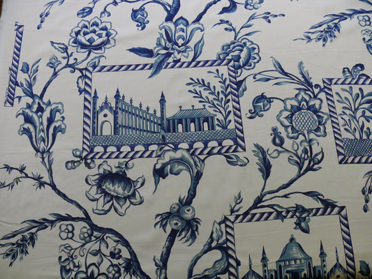Beacon Hill Palace Walk Cotton - Indigo Blue/White