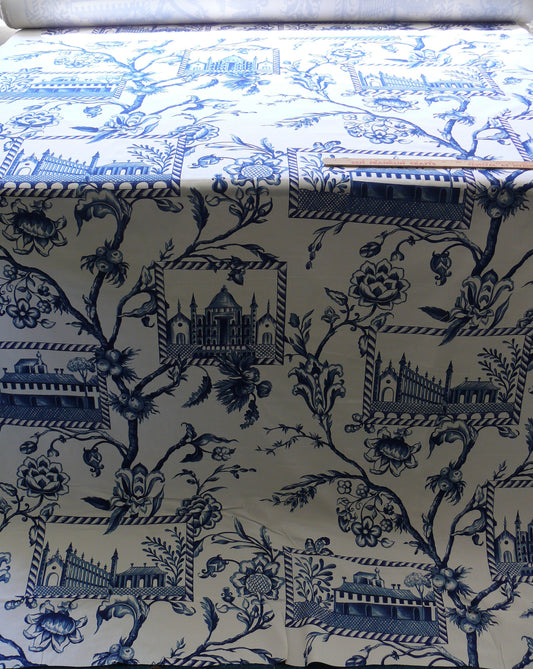 BY YD BEACON HILL PALACE WALK INDIGO BLUE WHITE COTTON TOILE ITALY Castle Tuscany MSRP USD200Y