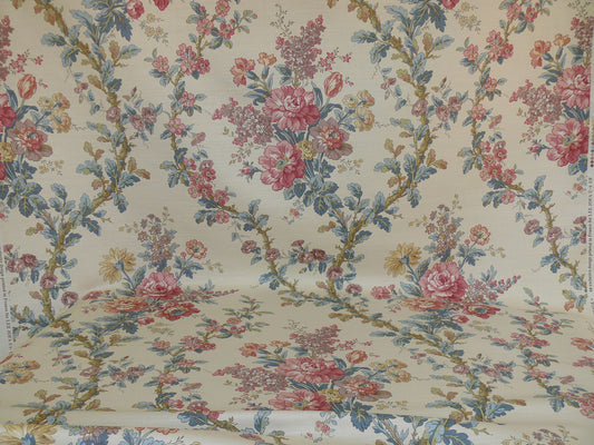 Lee Jofa Ramage Print Linen - Eggshell Blue Pink Green