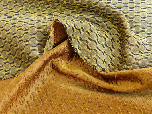 By Yard Lee Jofa Zen Silk "gold" Japanese Asian Textile Copper Red Silk Mini Plum Flower