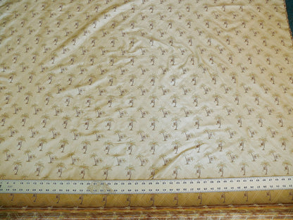 By Yd Stroheim & Romann 100%silk Monkey Coconut Palm Tree Fun Golden Beige MSRP USD200/Y