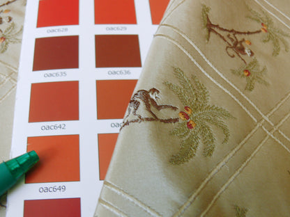 By Yd Stroheim & Romann 100%silk Monkey Coconut Palm Tree Fun Golden Beige MSRP USD200/Y