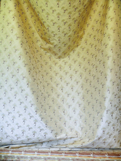 By Yd Stroheim & Romann 100%silk Monkey Coconut Palm Tree Fun Golden Beige MSRP USD200/Y