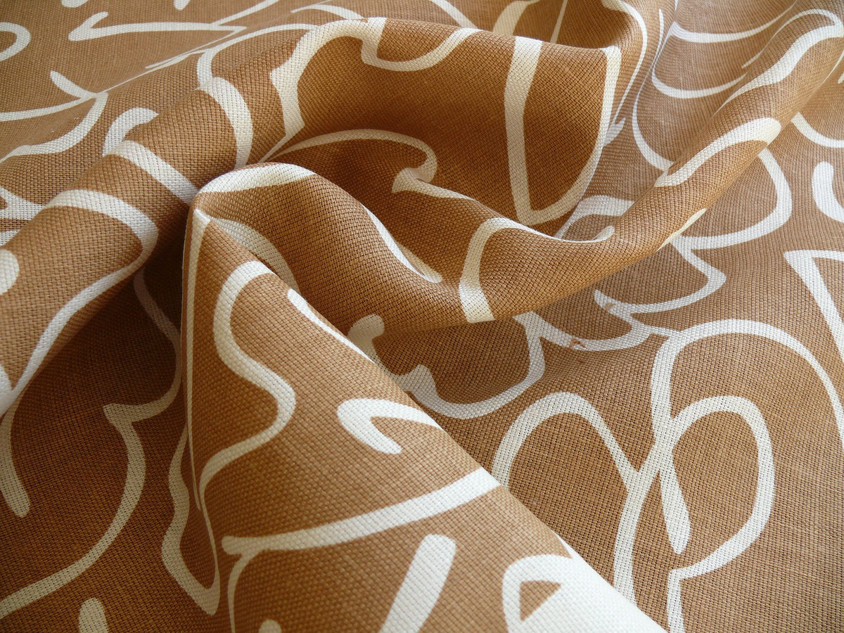 by yard Scalamandre Yang Linen Print Tan On Beige Matisse Style Drawing MSRP USD 225/y