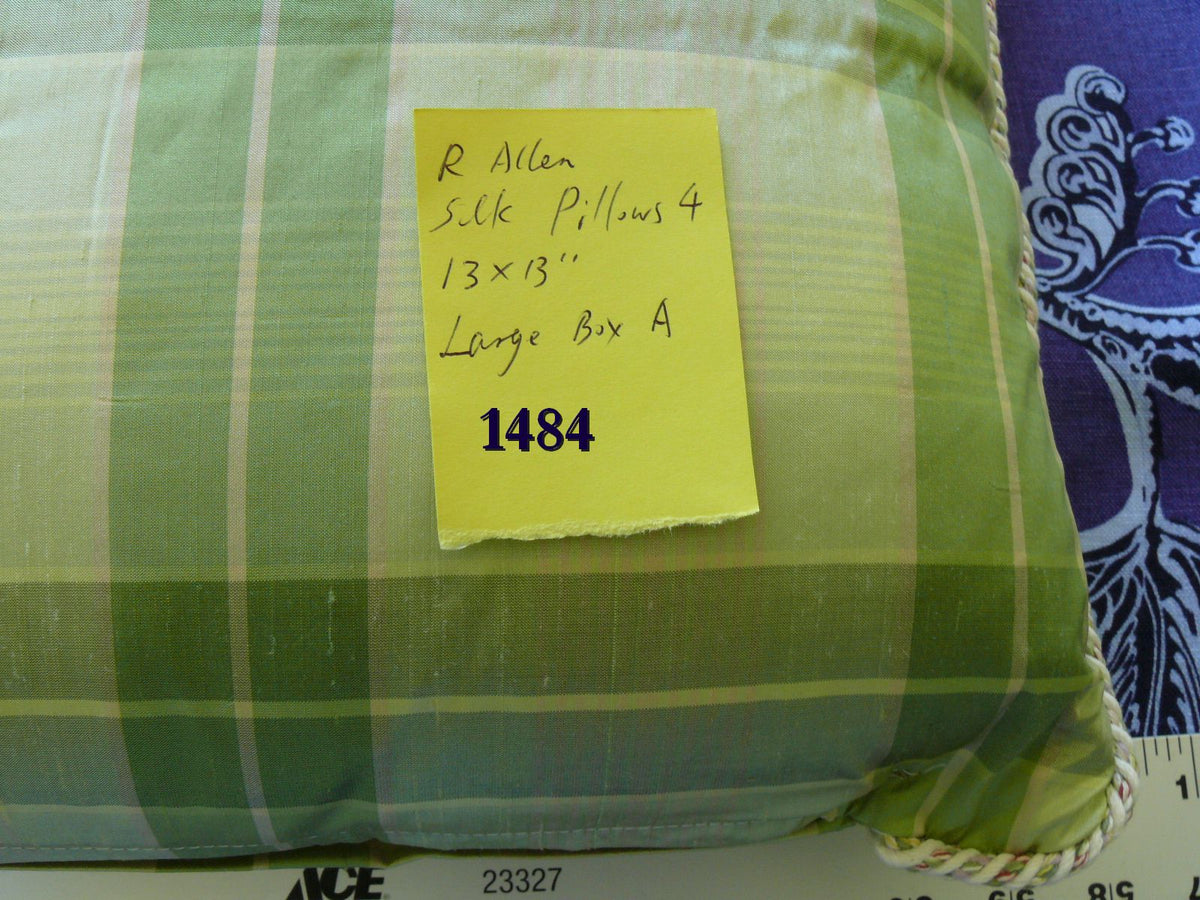 Robert Allen Watkins Glen Pillows Spring Green 100% Silk Plaid