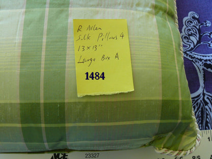 Robert Allen Watkins Glen Pillows Spring Green 100% Silk Plaid