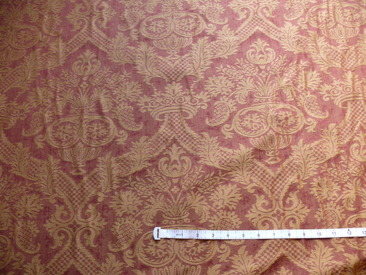 Coraggio Lazio Renaissance Medallion Cotton Linen - Ruby Red Gold