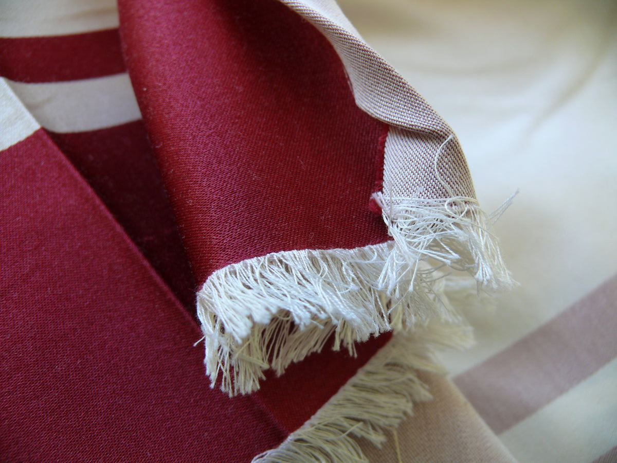 Scalamandre Palladio Silk/cotton Satin Large Stripe Deep Raspberry Red White Cream Grandeur MSRP USD280/Y