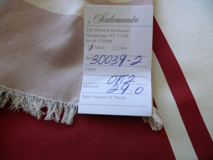 Scalamandre Palladio Silk/cotton Satin Large Stripe Deep Raspberry Red White Cream Grandeur MSRP USD280/Y
