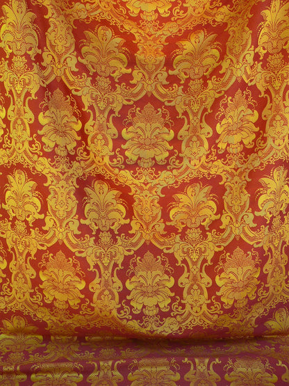 Scalamandre Brockenbrough Red and Gold Damask Silk Wool Documentary Color