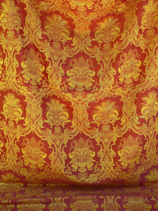 Scalamandre Brockenbrough Red and Gold Damask Silk Wool Documentary Color