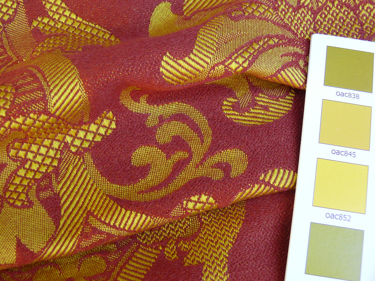 Scalamandre Brockenbrough Red and Gold Damask Silk Wool Documentary Color