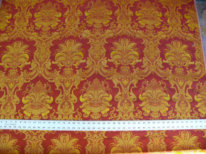 Scalamandre Brockenbrough Red and Gold Damask Silk Wool Documentary Color