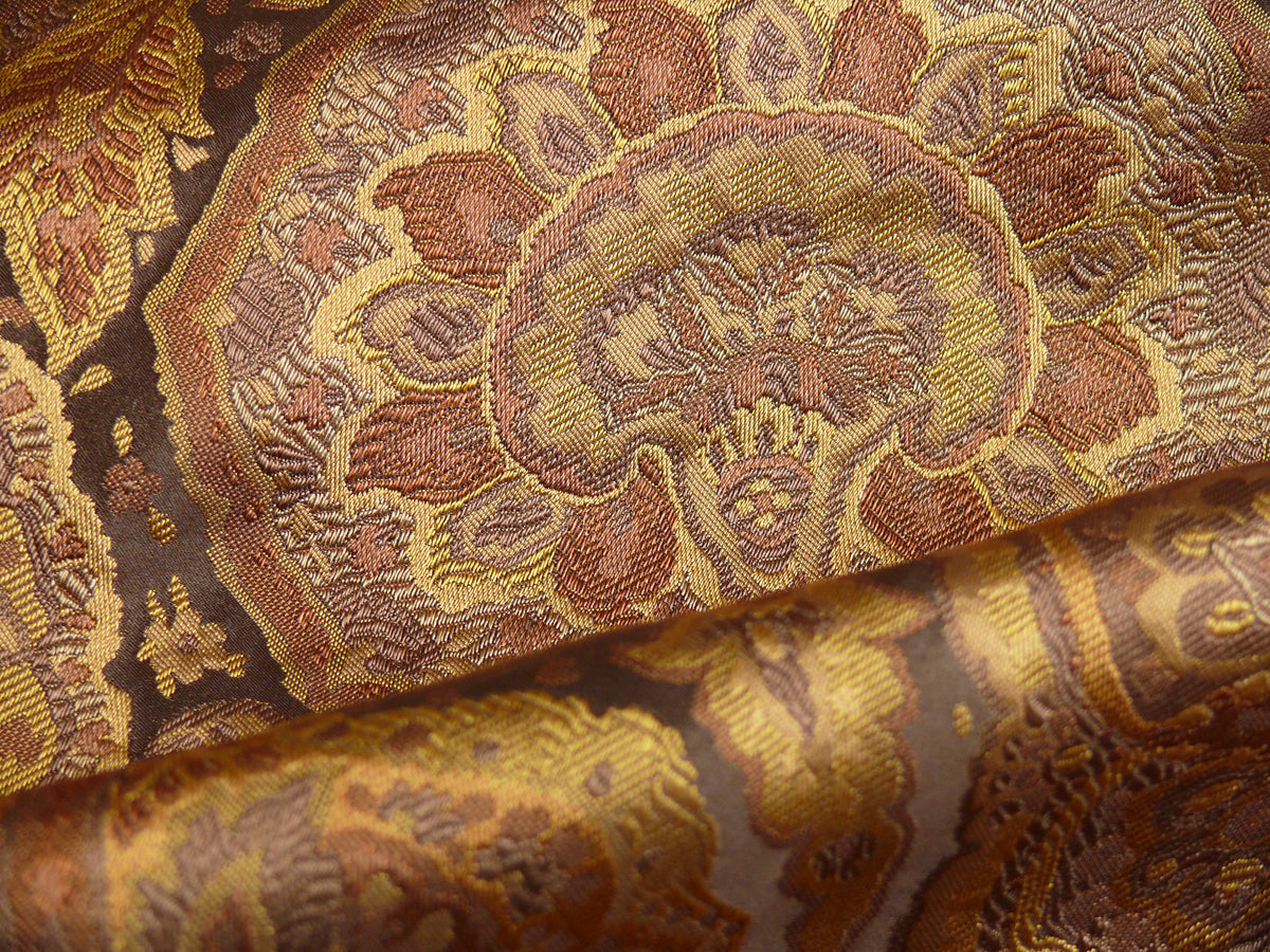 100%silk Lampas Rich "java"brown Gold Kaleidoscope MSRP USD 300/y