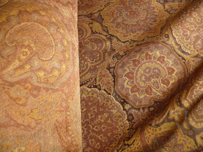 100%silk Lampas Rich "java"brown Gold Kaleidoscope MSRP USD 300/y