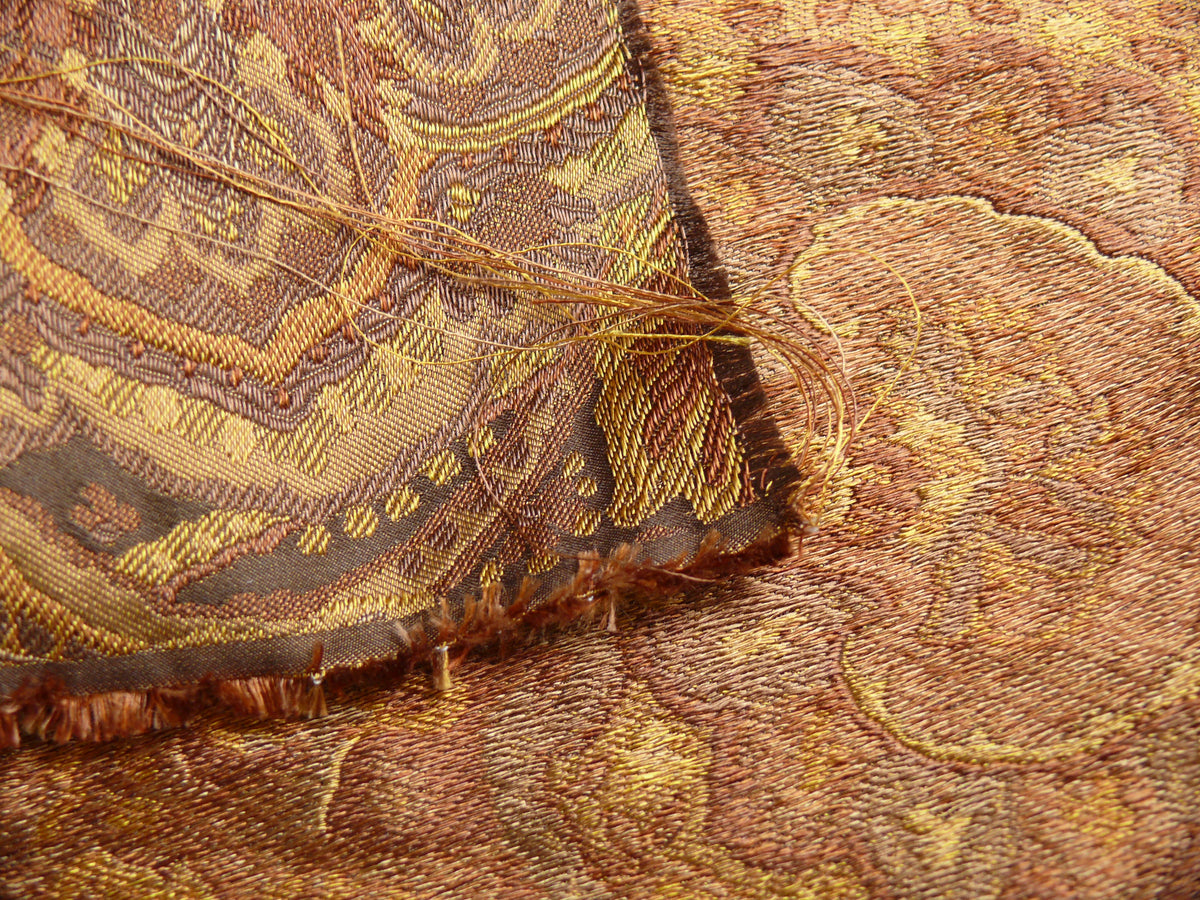 100%silk Lampas Rich "java"brown Gold Kaleidoscope MSRP USD 300/y