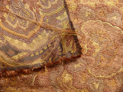 100%silk Lampas Rich "java"brown Gold Kaleidoscope MSRP USD 300/y