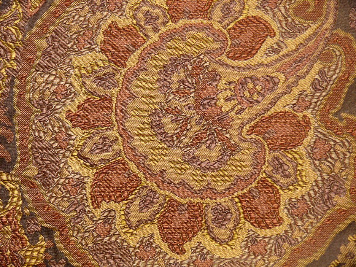100%silk Lampas Rich "java"brown Gold Kaleidoscope MSRP USD 300/y