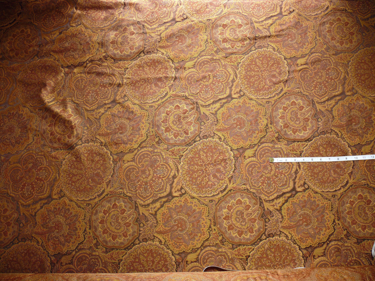 100%silk Lampas Rich "java"brown Gold Kaleidoscope MSRP USD 300/y