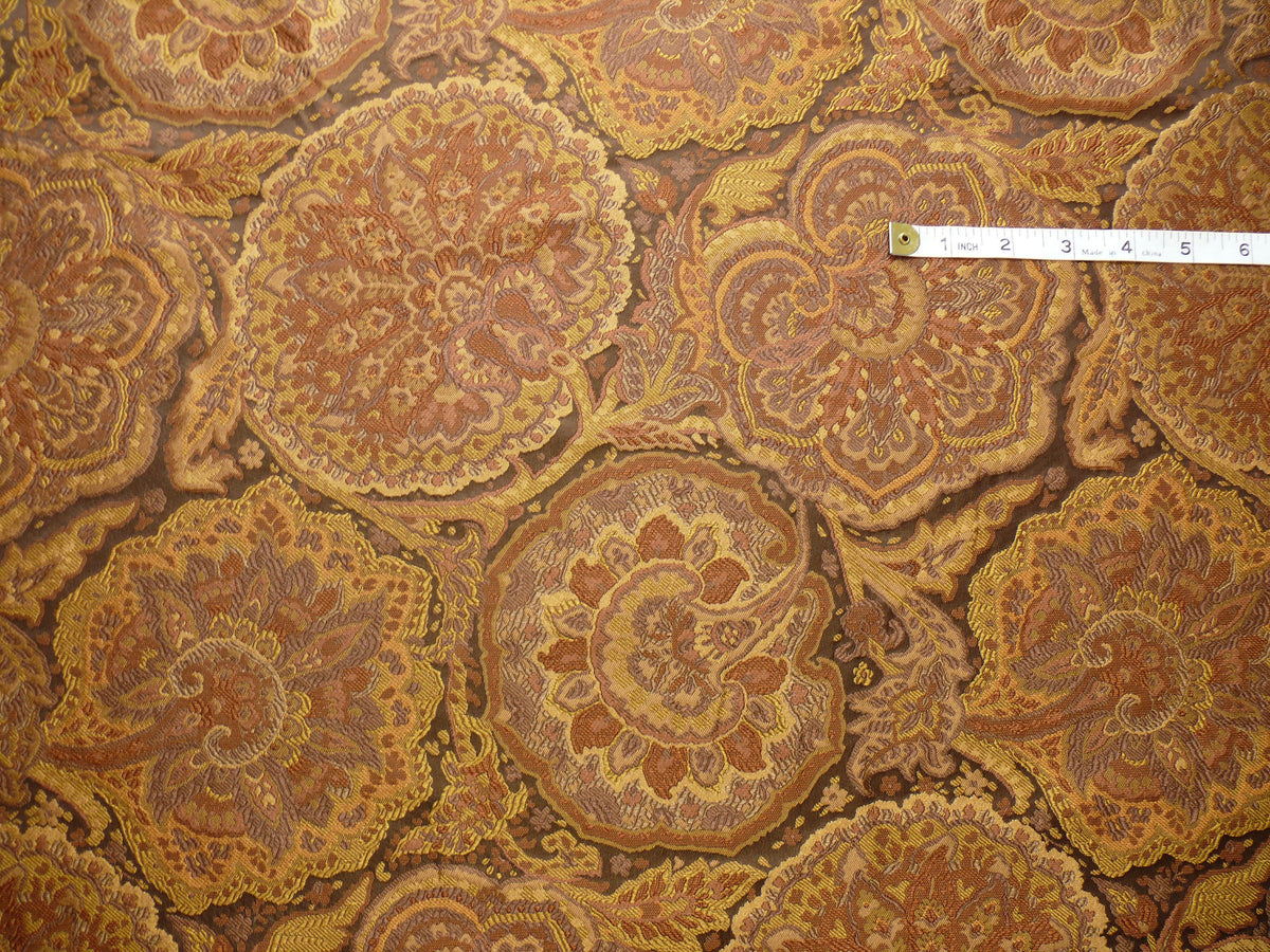 100%silk Lampas Rich "java"brown Gold Kaleidoscope MSRP USD 300/y