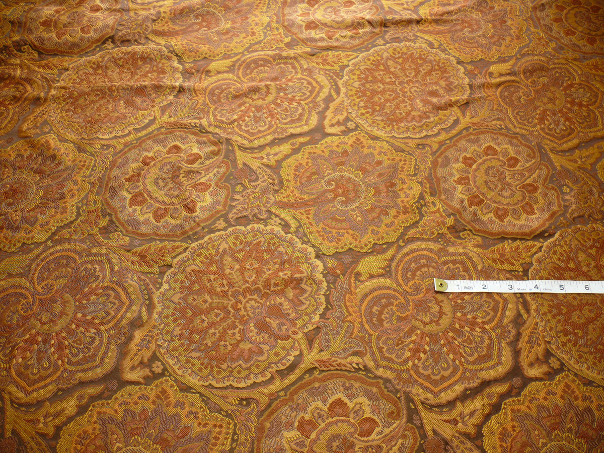 100%silk Lampas Rich "java"brown Gold Kaleidoscope MSRP USD 300/y