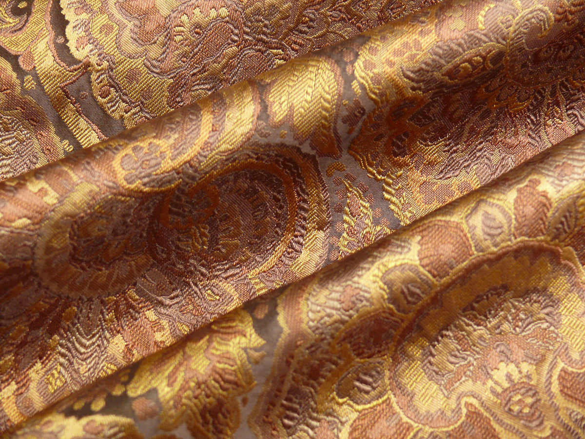 100%silk Lampas Rich "java"brown Gold Kaleidoscope MSRP USD 300/y