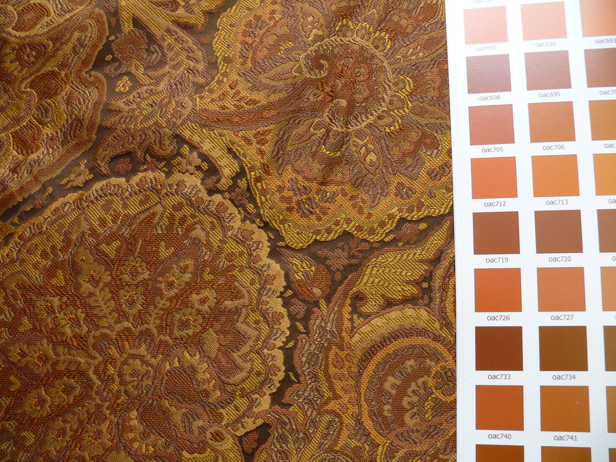 100%silk Lampas Rich "java"brown Gold Kaleidoscope MSRP USD 300/y