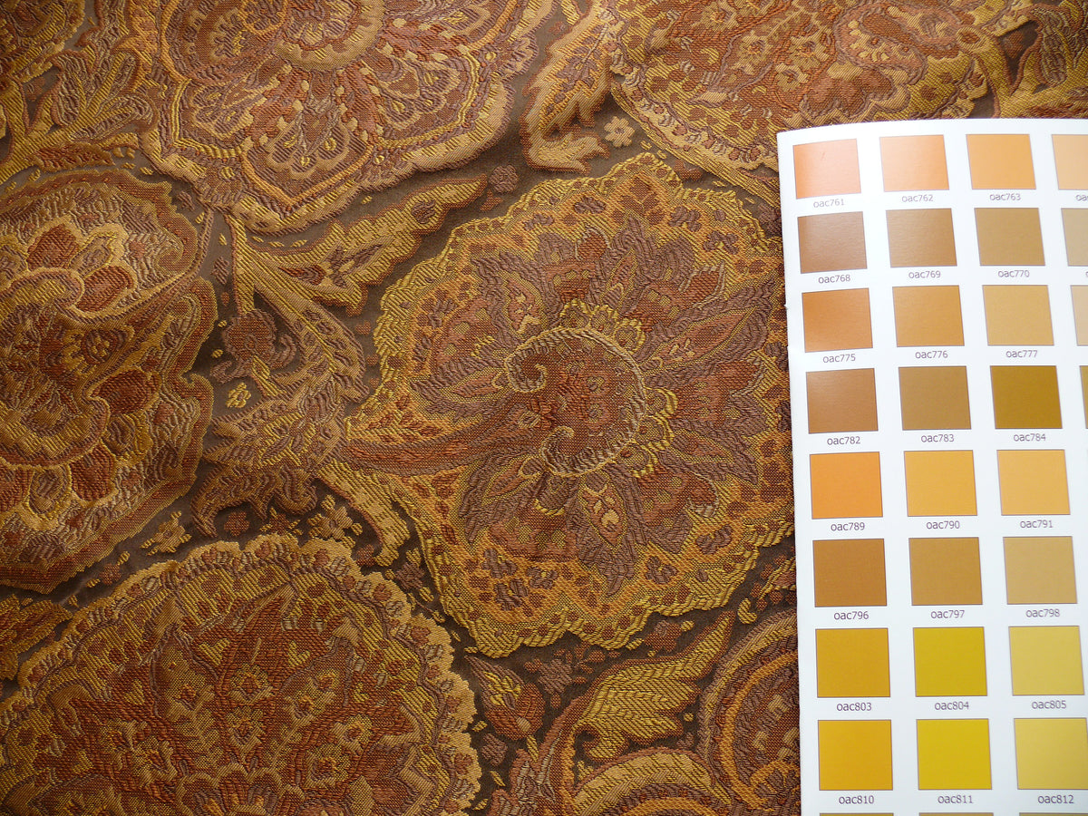 100%silk Lampas Rich "java"brown Gold Kaleidoscope MSRP USD 300/y