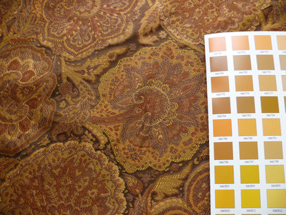 100%silk Lampas Rich "java"brown Gold Kaleidoscope MSRP USD 300/y