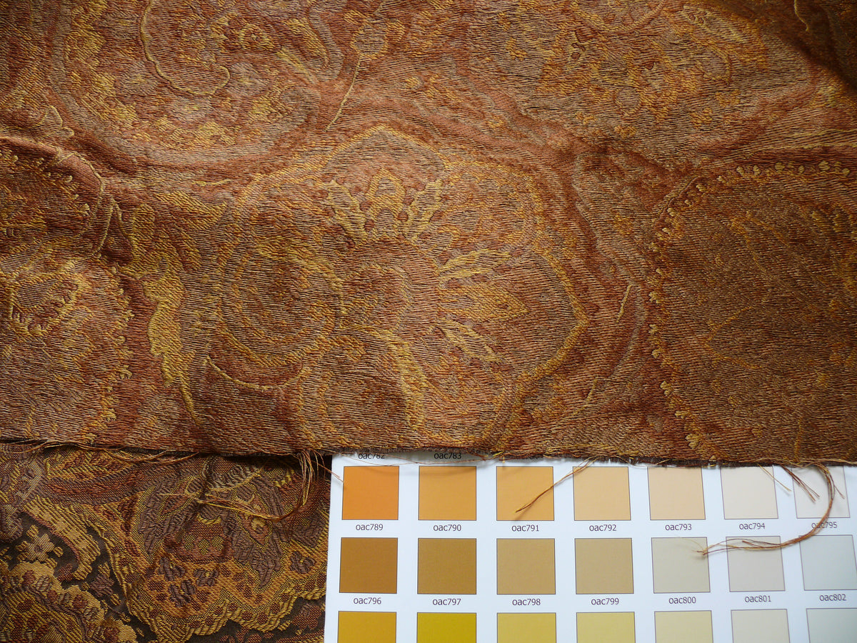 100%silk Lampas Rich "java"brown Gold Kaleidoscope MSRP USD 300/y