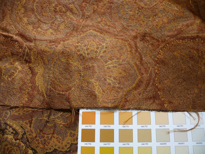 100%silk Lampas Rich "java"brown Gold Kaleidoscope MSRP USD 300/y