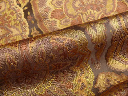 100%silk Lampas Rich "java"brown Gold Kaleidoscope MSRP USD 300/y